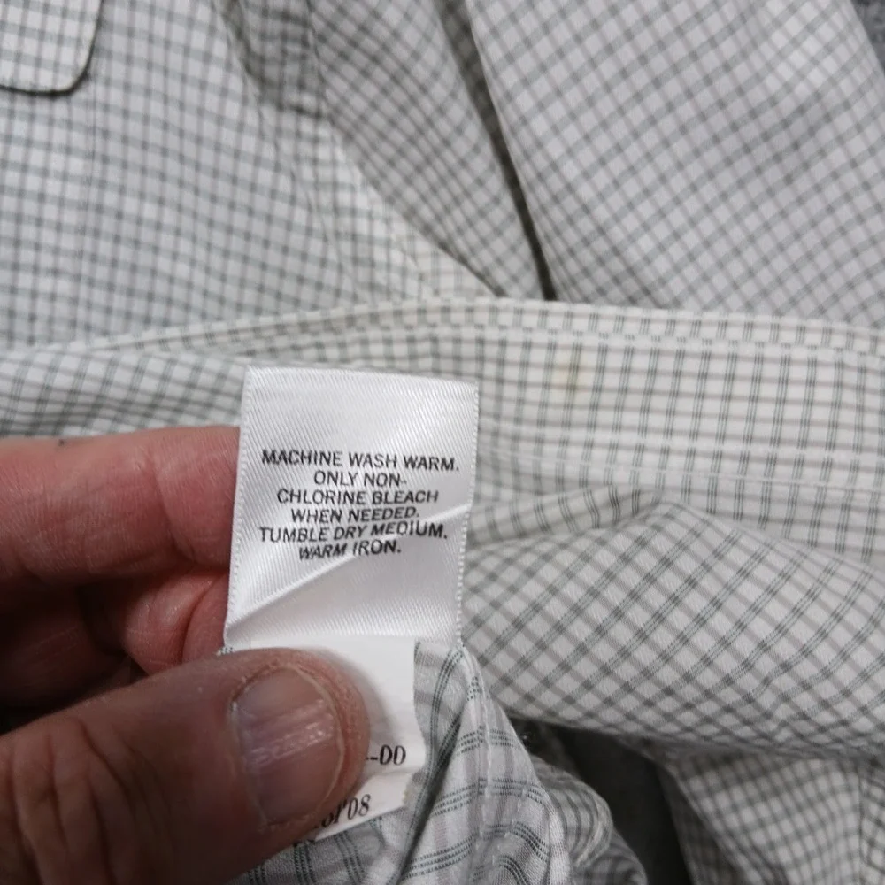 Banana Republic‎ Check Shirt Men's XL Beige Green Plaid Long Sleeve Cotton